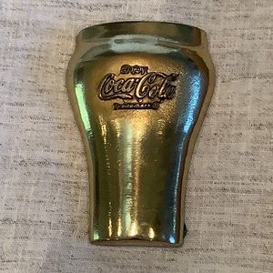 Vintage Coca-Cola brass Coke glass shaped paperweight